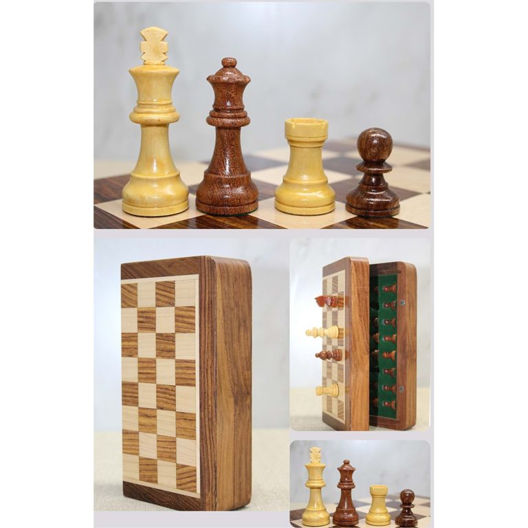 Mıknatıs Taşlı Ahşap Katlanabilir Kutulu Satranç Oyunu 35 Cm G224