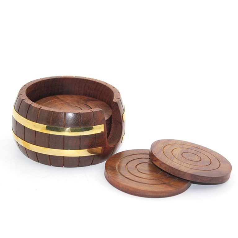 Pirinç Yuvarlak Ahşap Bardak Altı W431